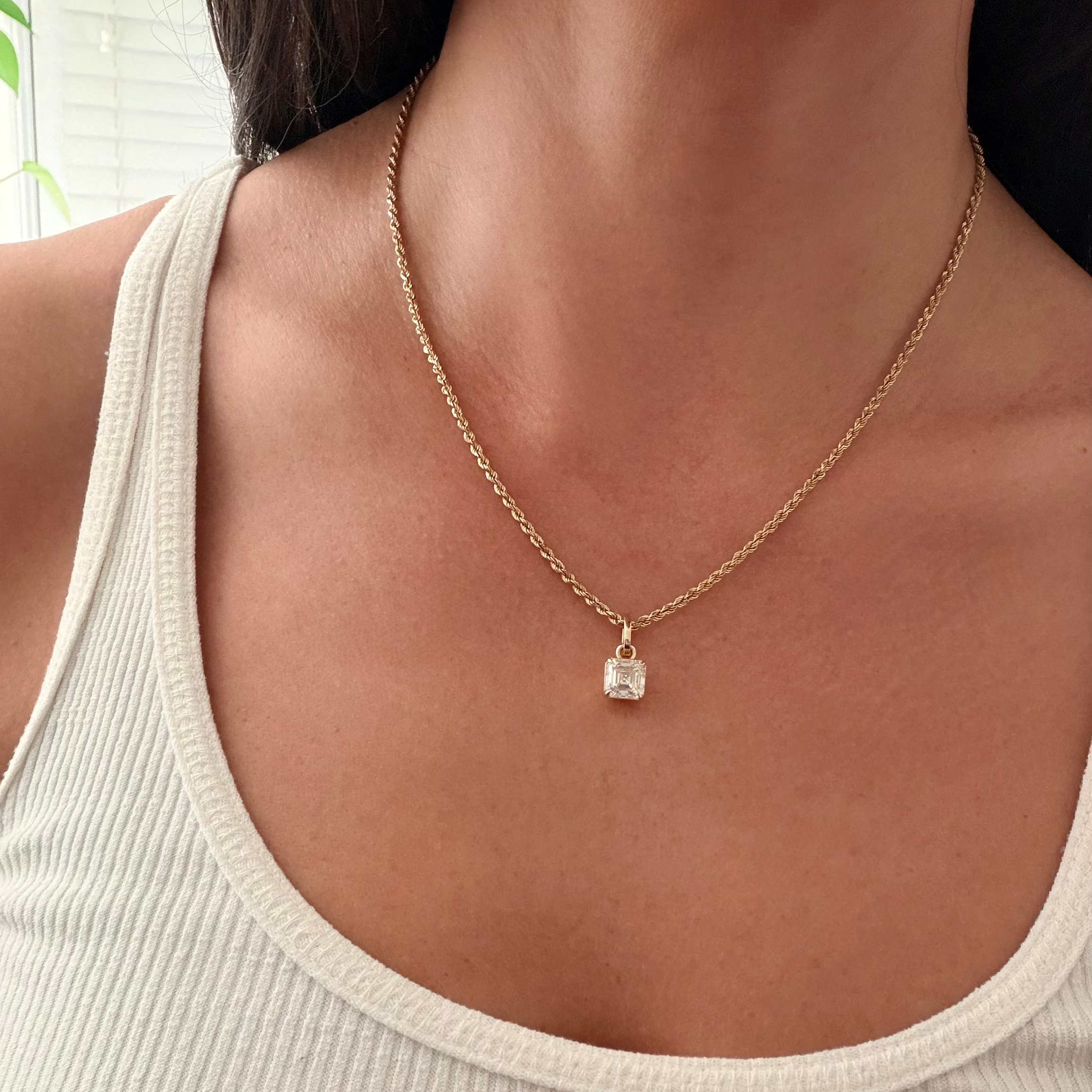 Asscher Diamond Charm