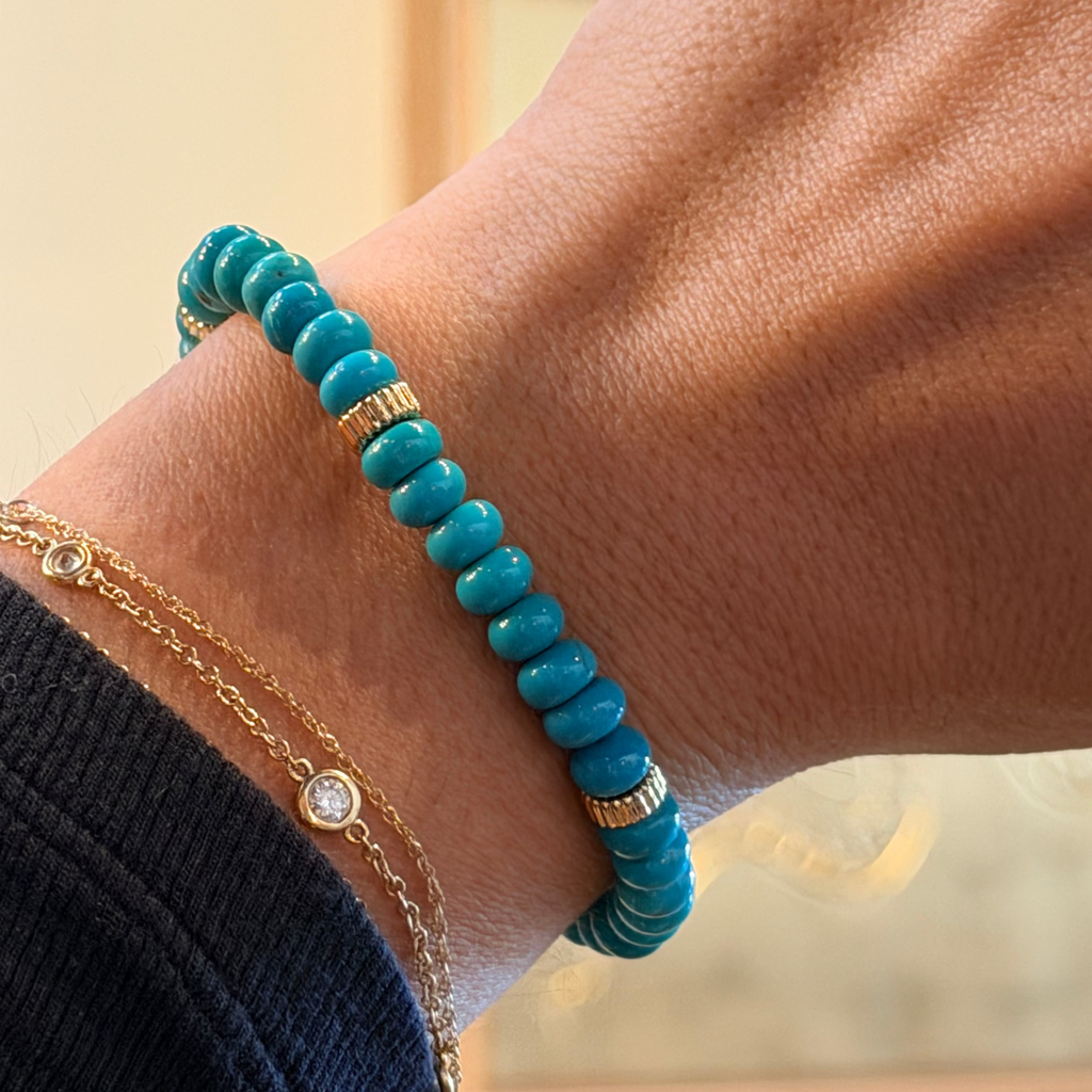 Turquoise & Gold Rondelle Bracelet