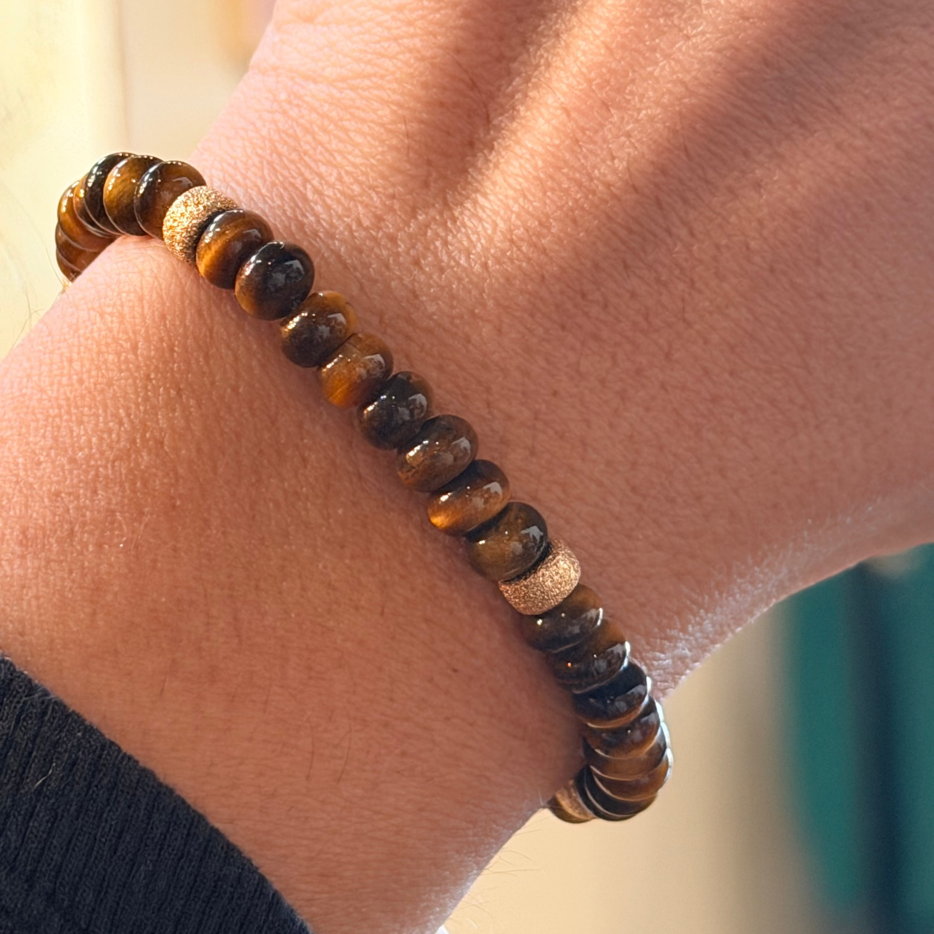 Tiger's Eye & Gold Bead Bracelet