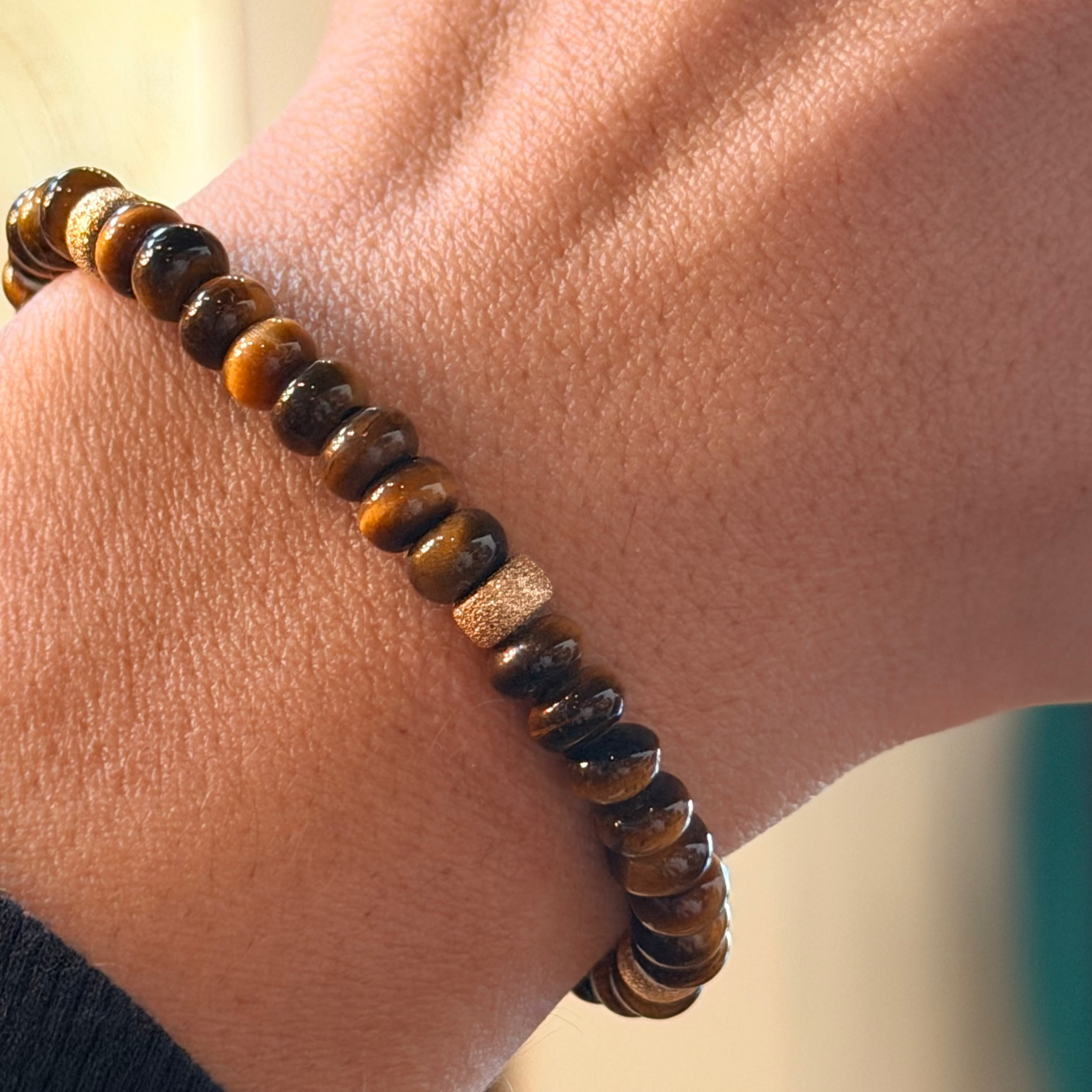 Tiger's Eye & Gold Bead Bracelet