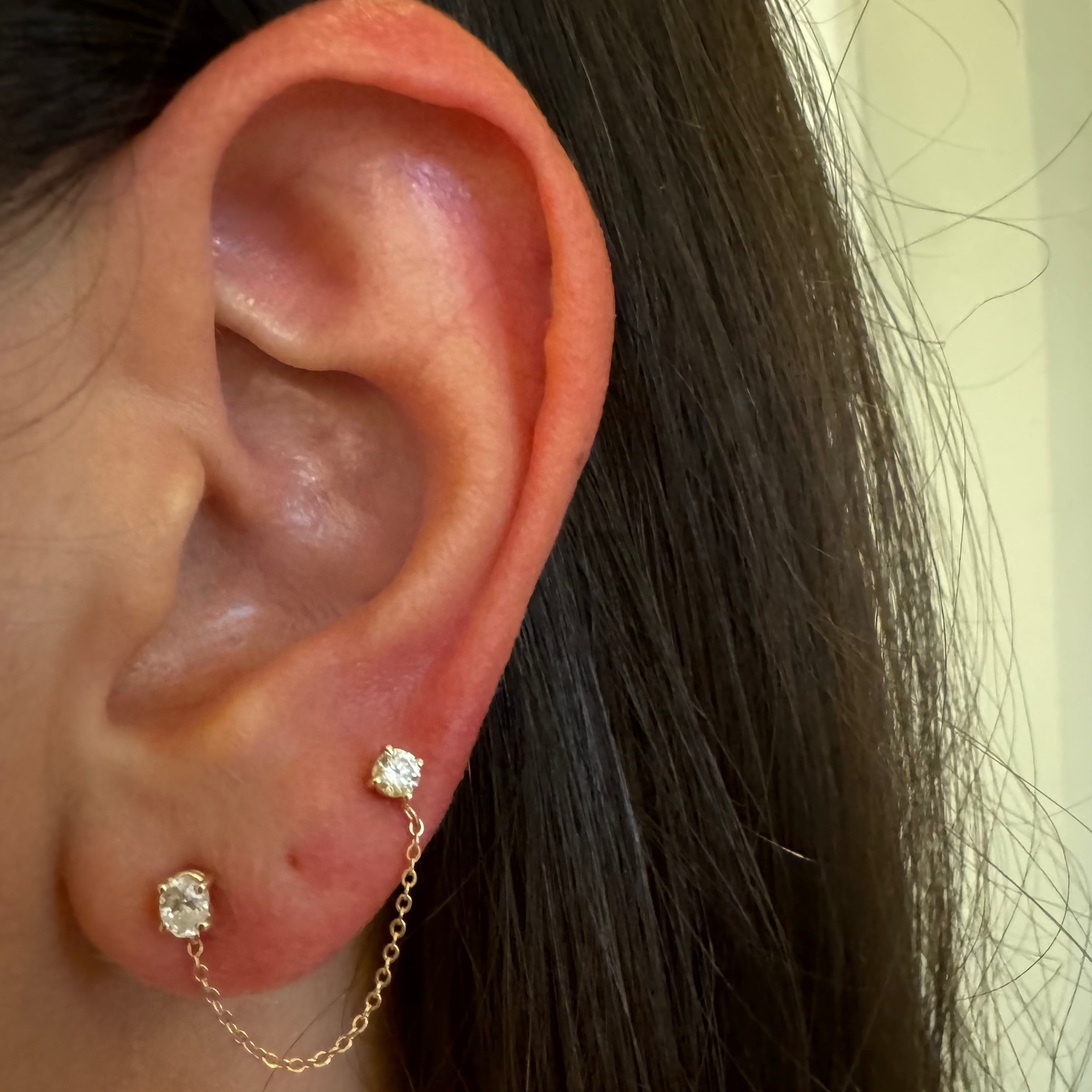 Double Diamond Chain Earring