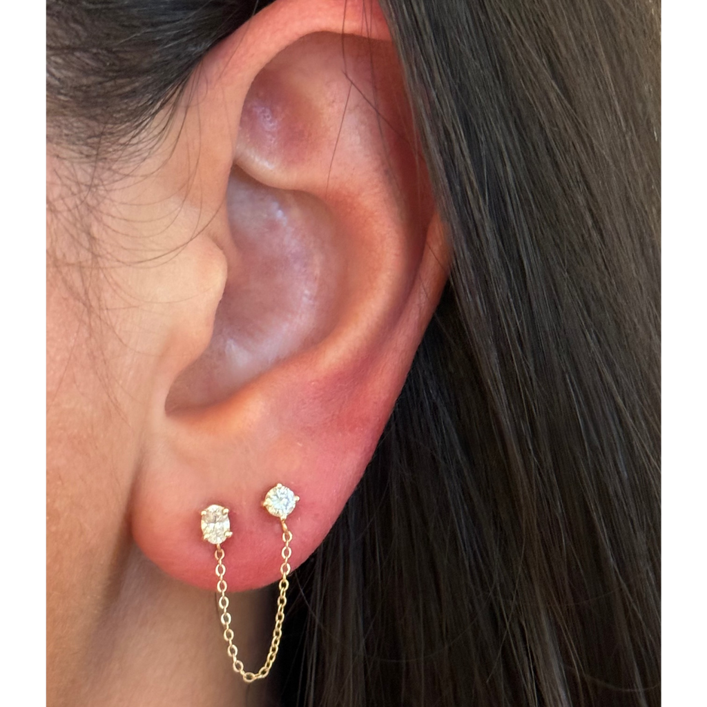 Double Diamond Chain Earring