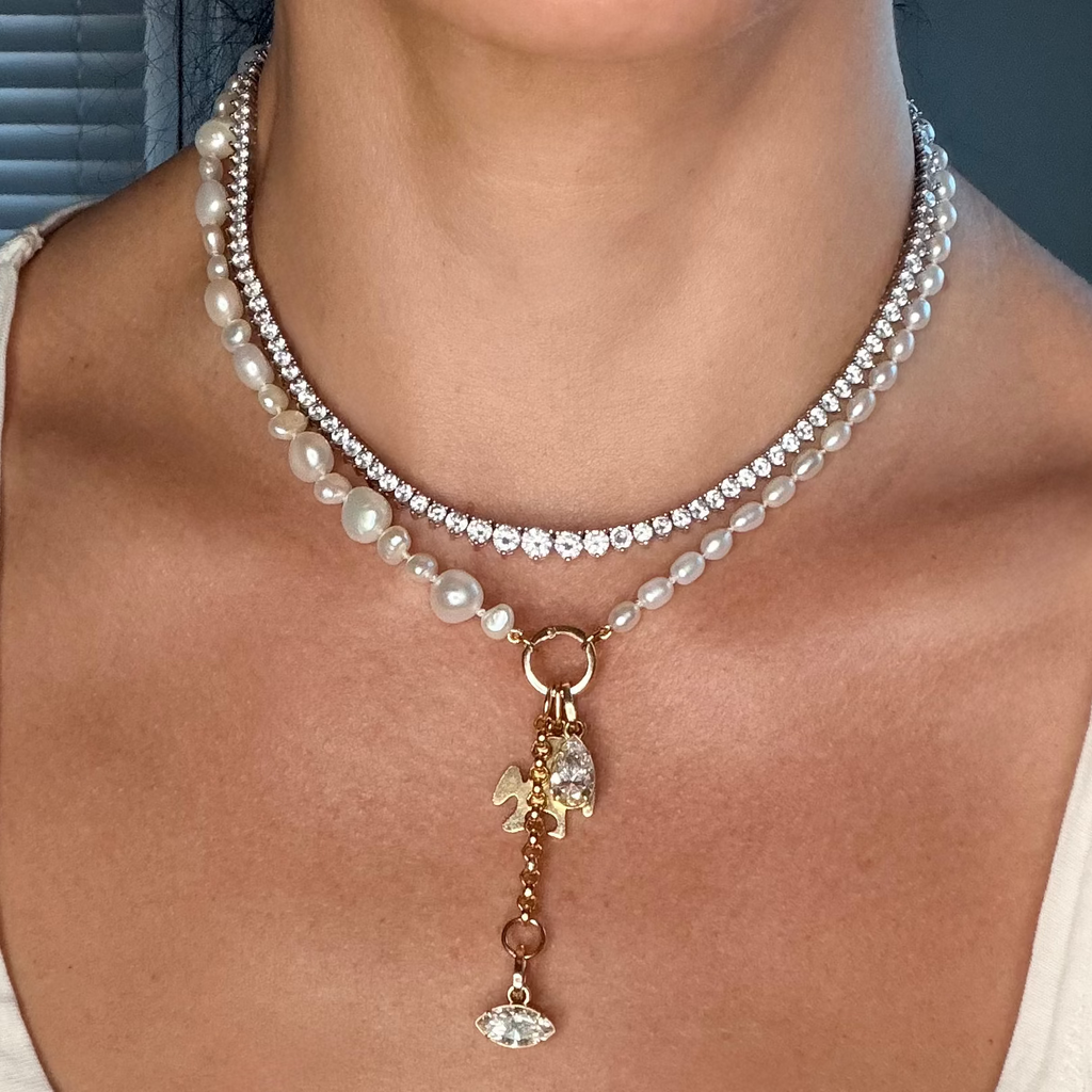 Graduated 3 Prong Lab Diamond Tennis Necklace