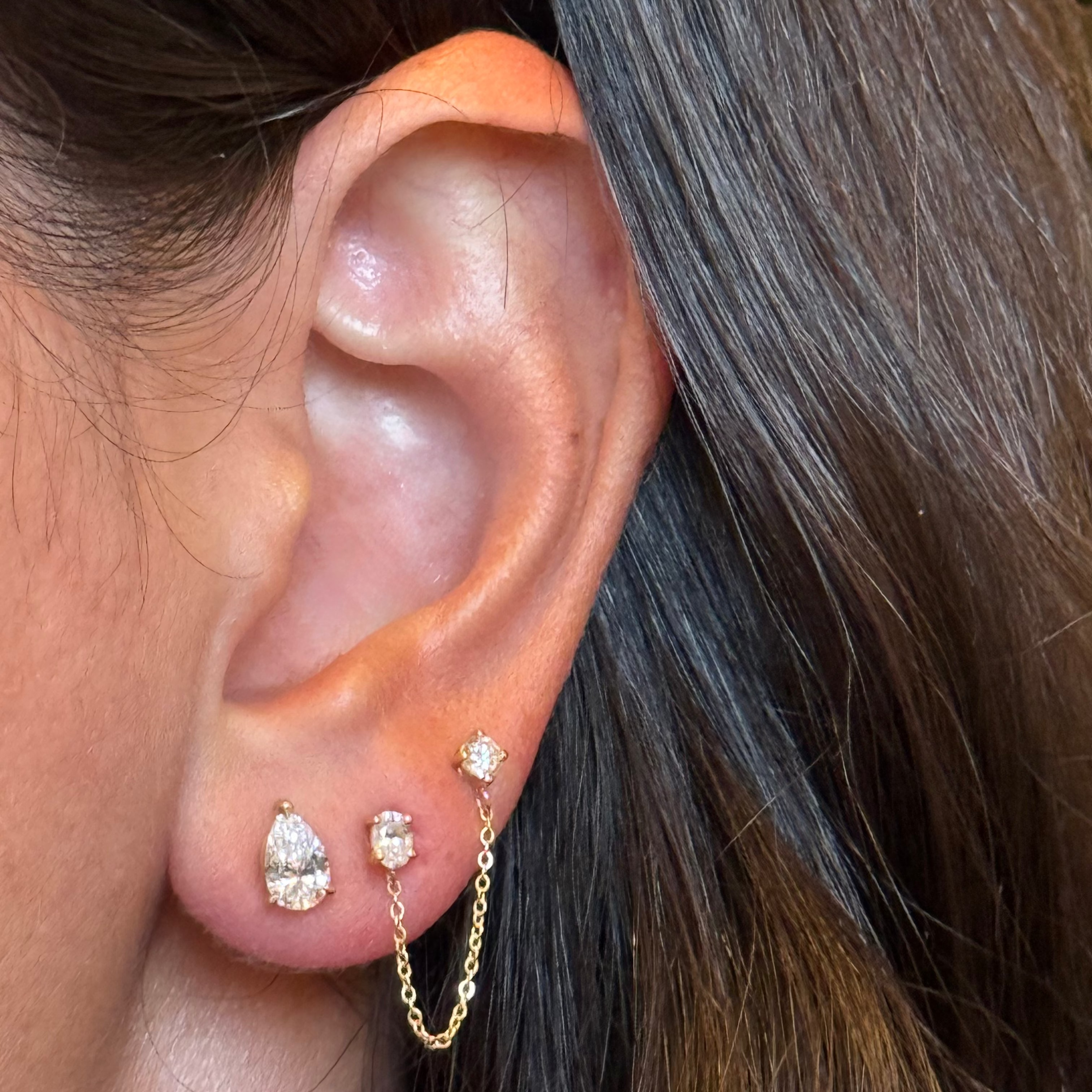 Double Diamond Chain Earring