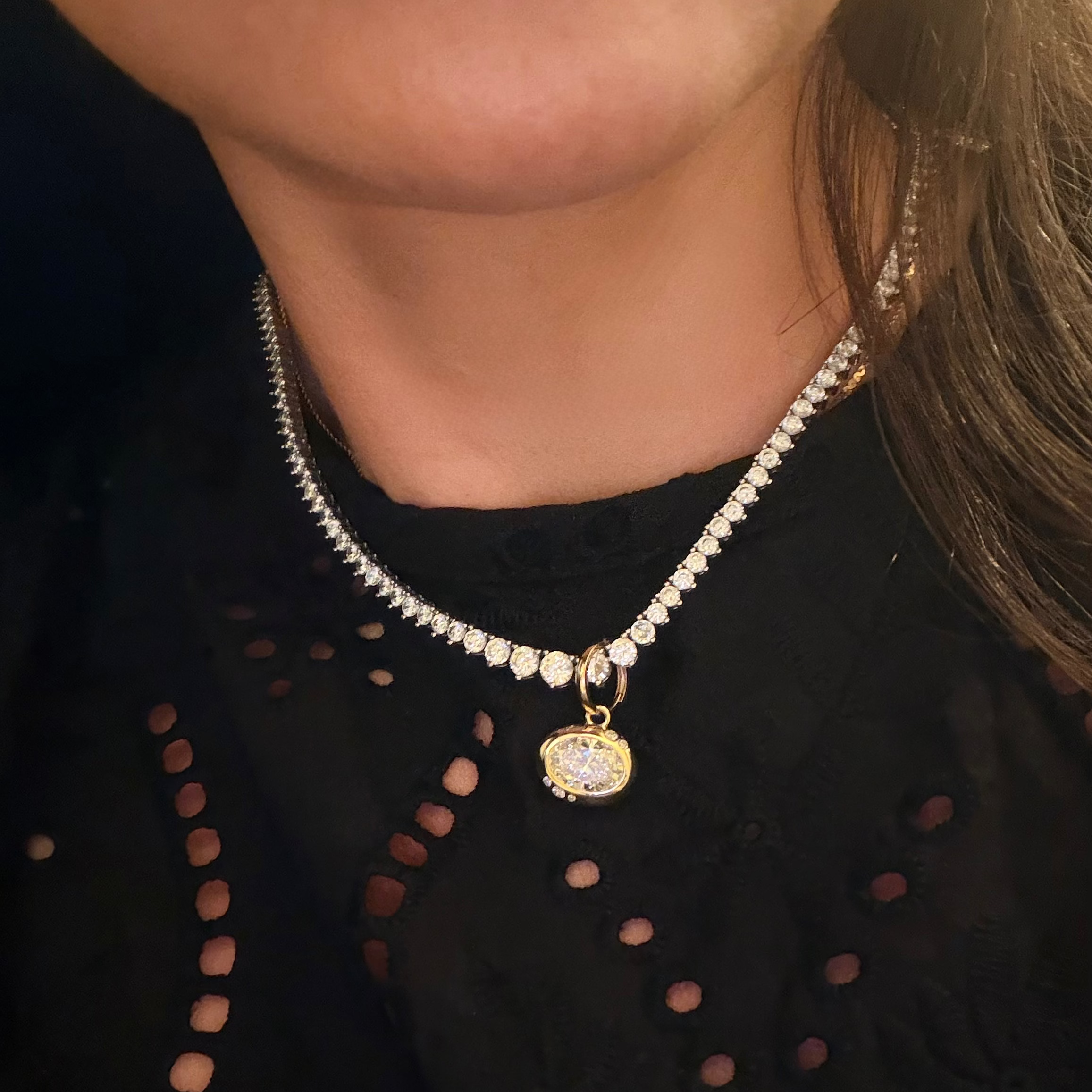 Graduated 3 Prong Lab Diamond Tennis Necklace