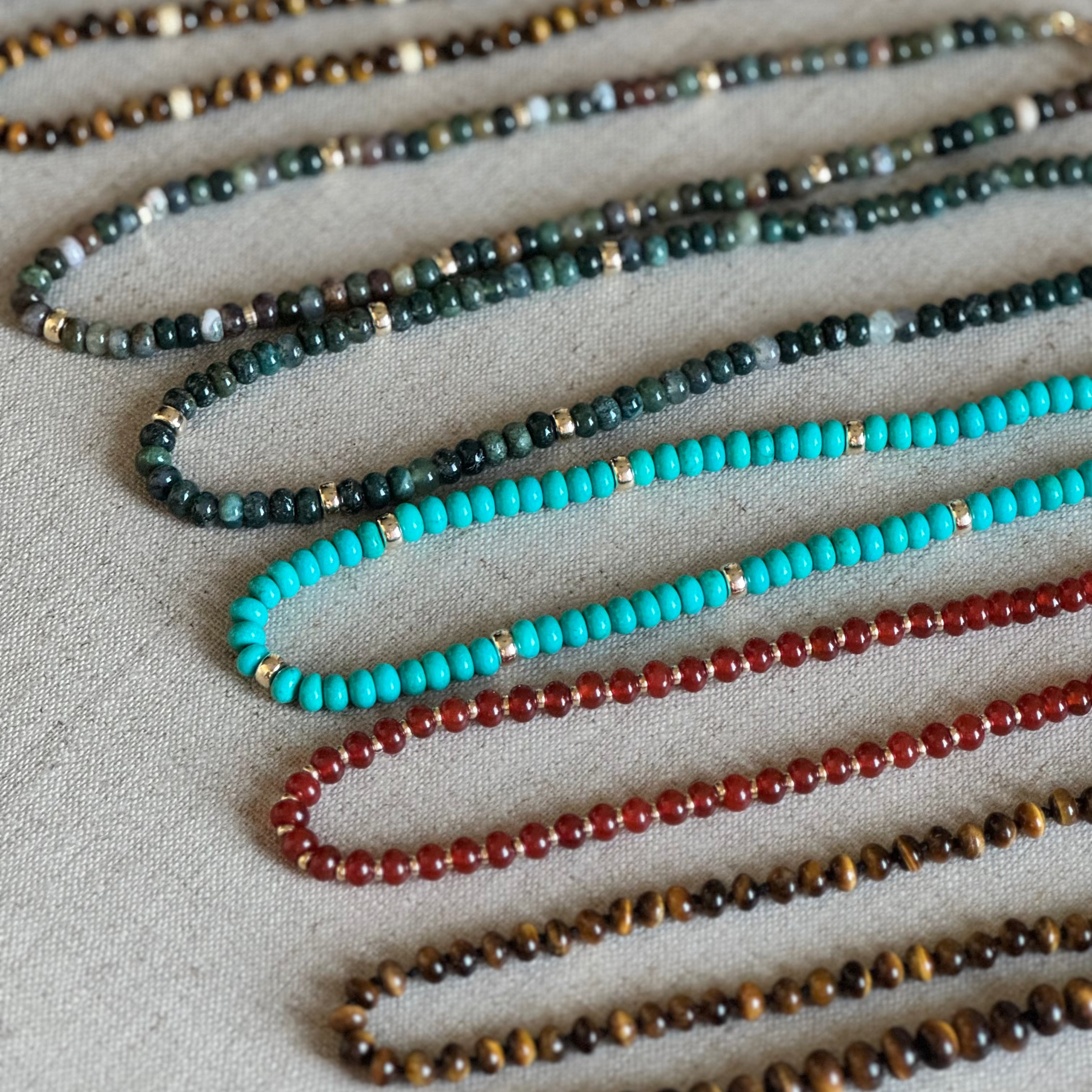 Red Agate & Gold Beaded Necklace