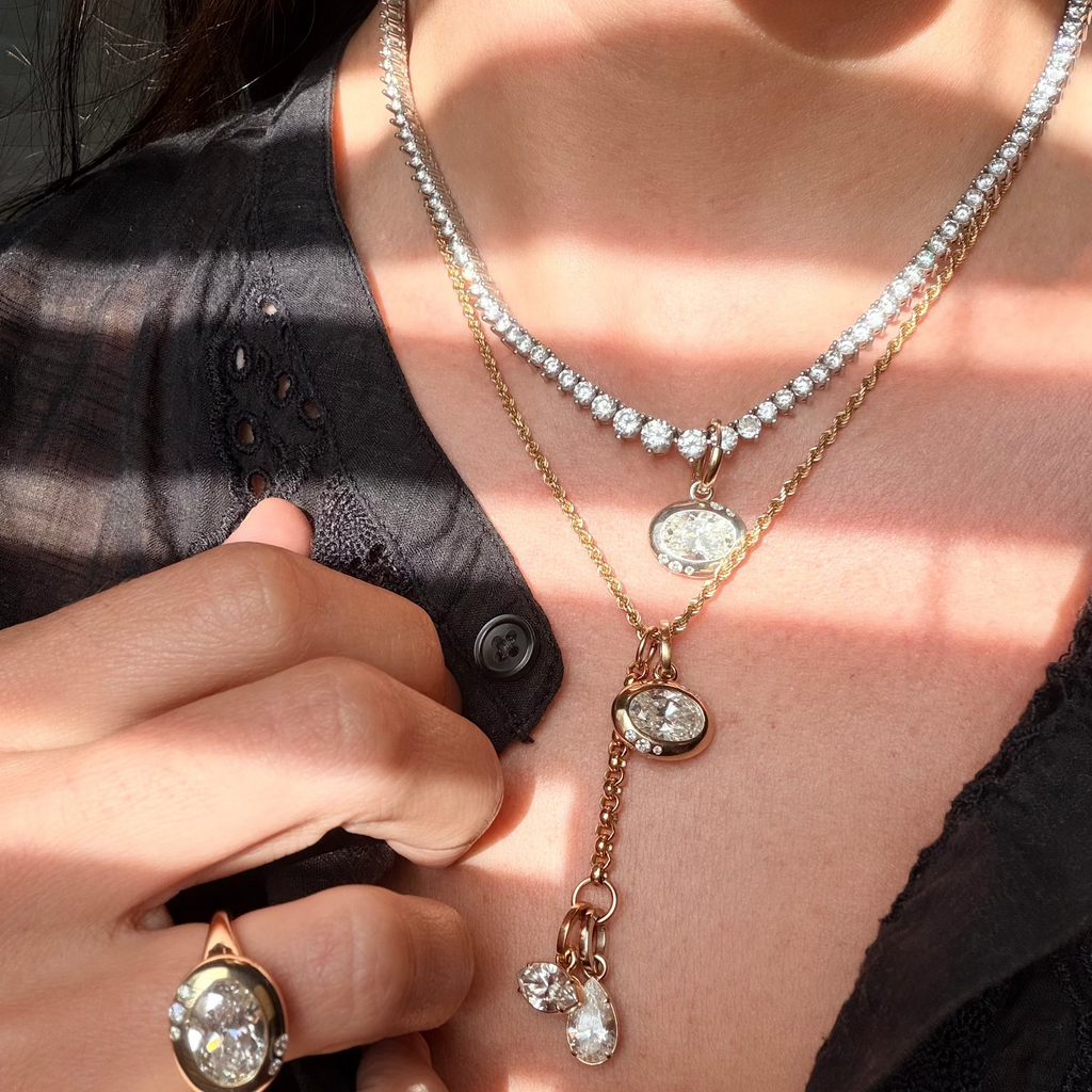 Graduated 3 Prong Lab Diamond Tennis Necklace