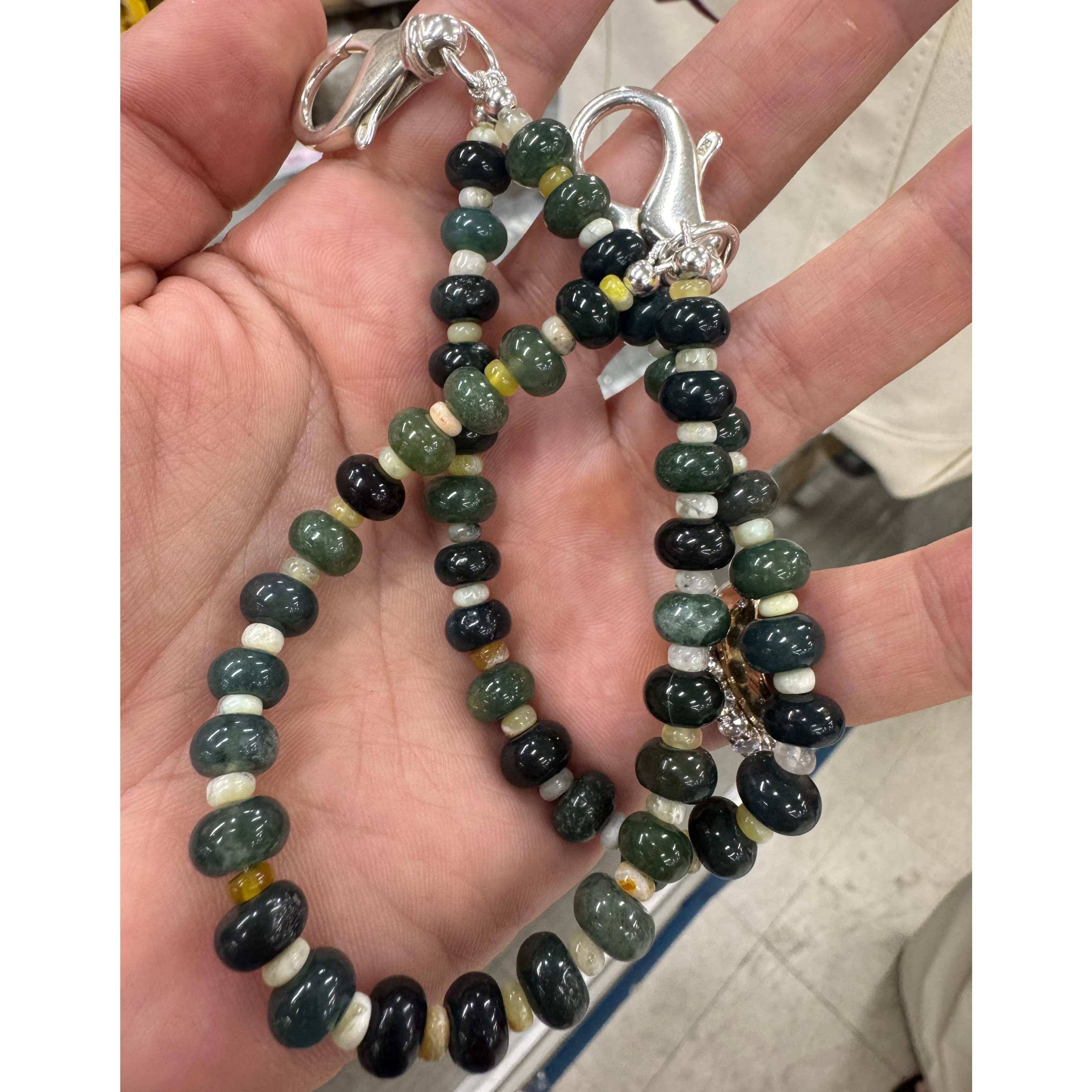 Moss Agate & Yellow Jade Keychain