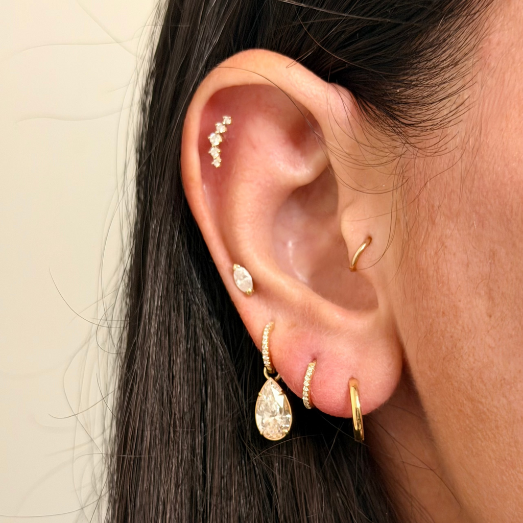 Diamond Charm Hoops