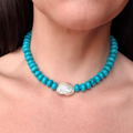 Turquoise & Baroque Pearl Necklace