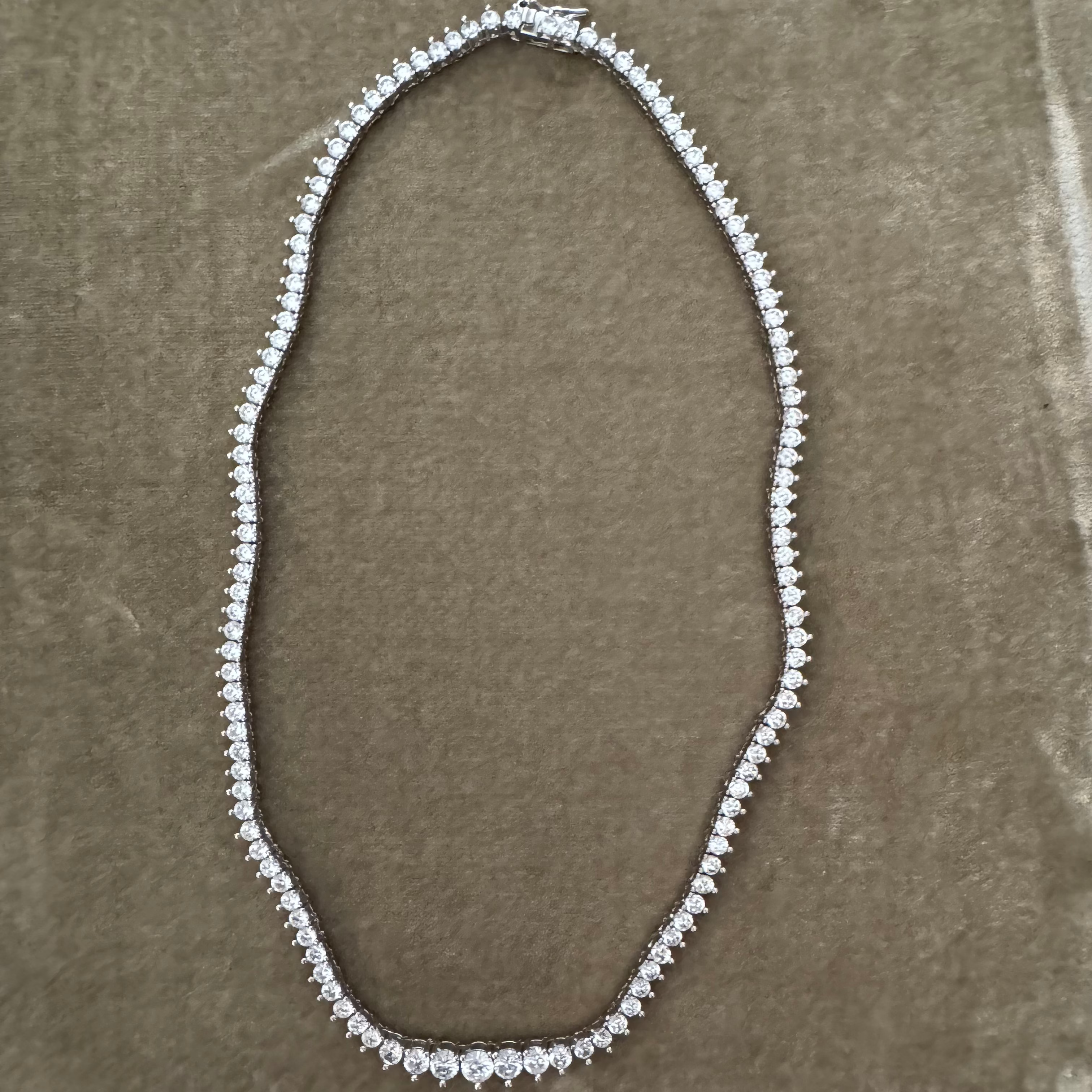 Graduated 3 Prong Lab Diamond Tennis Necklace