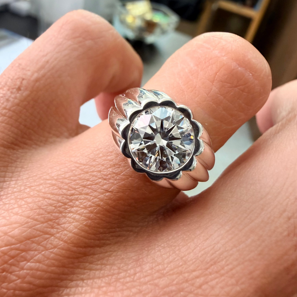 Custom Silver Petal Ring