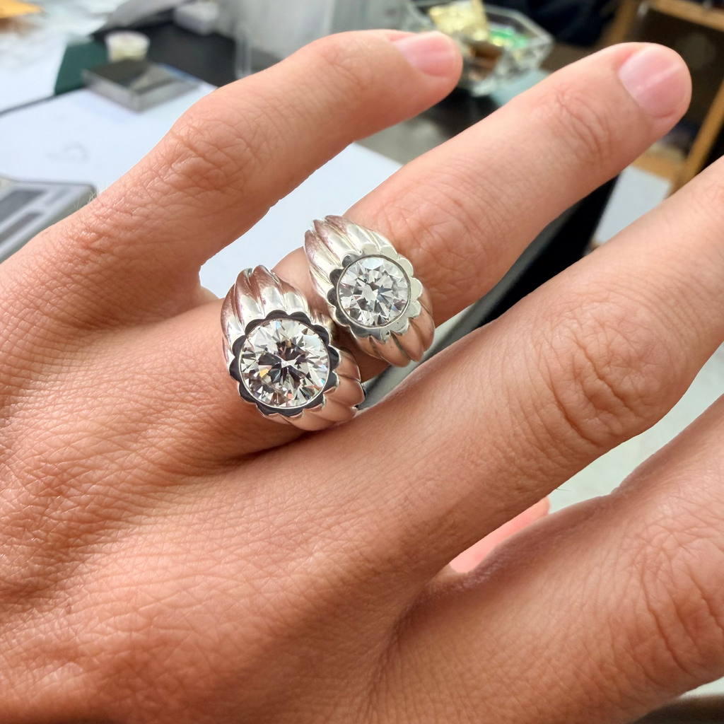 Custom Silver Petal Ring