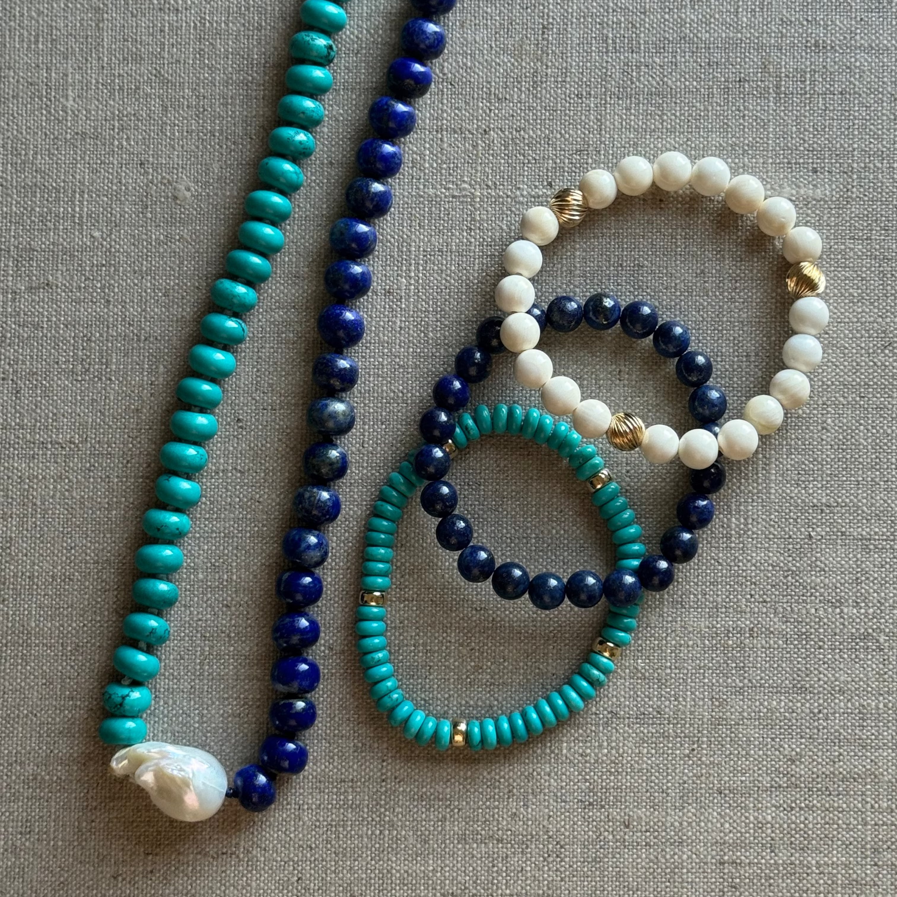 Baroque Collar in Turquoise & Lapis