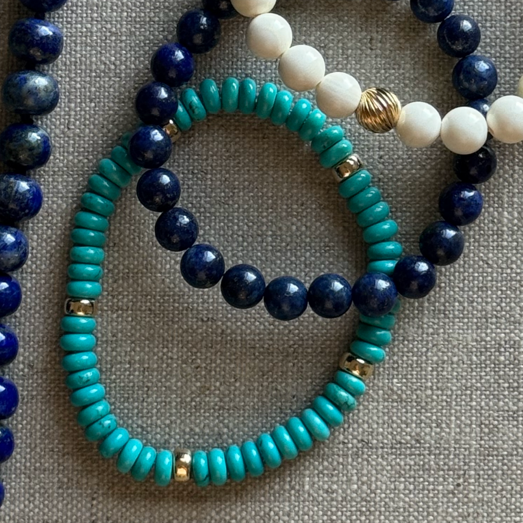 Turquoise & Gold Rondelle Bracelet