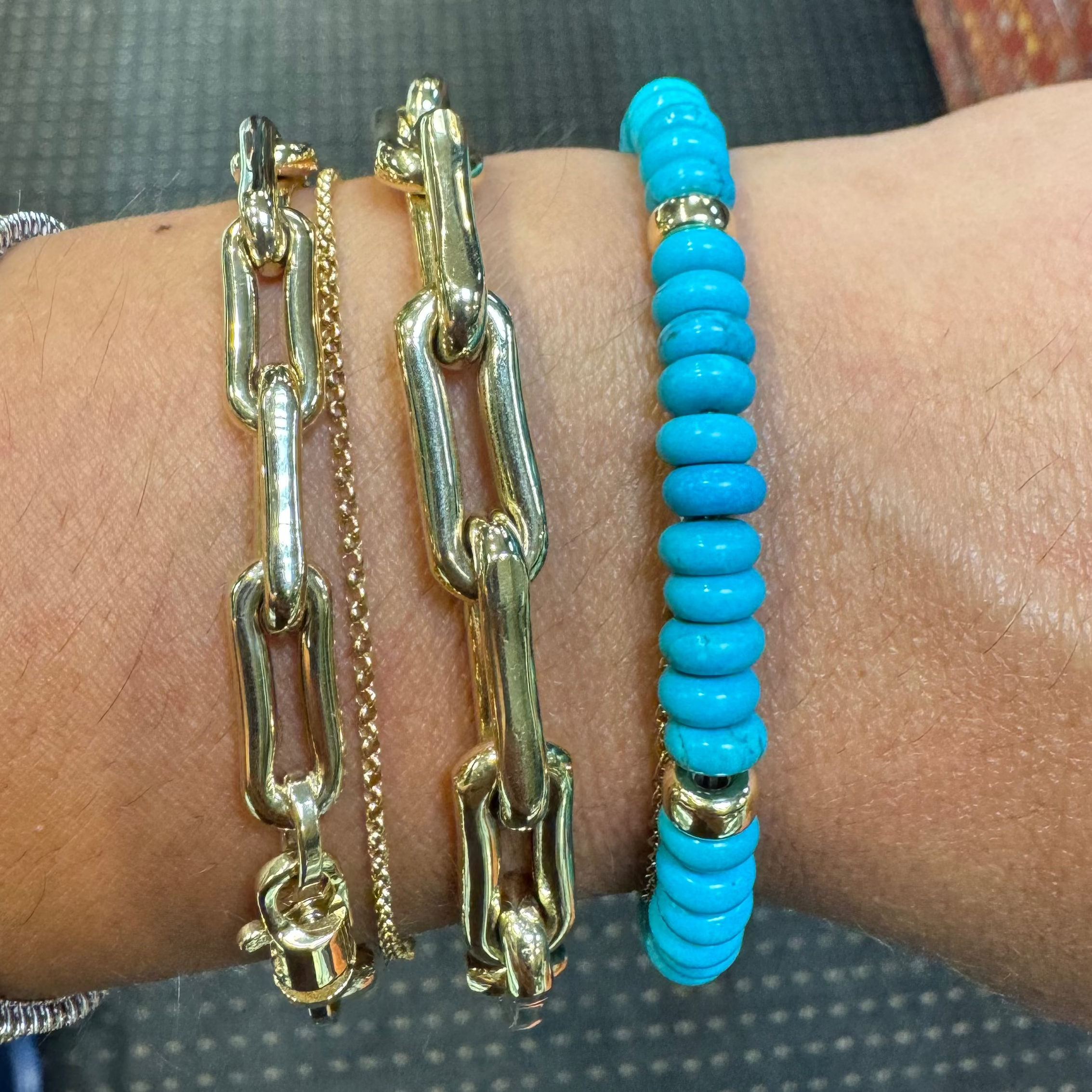 Turquoise & Gold Rondelle Bracelet