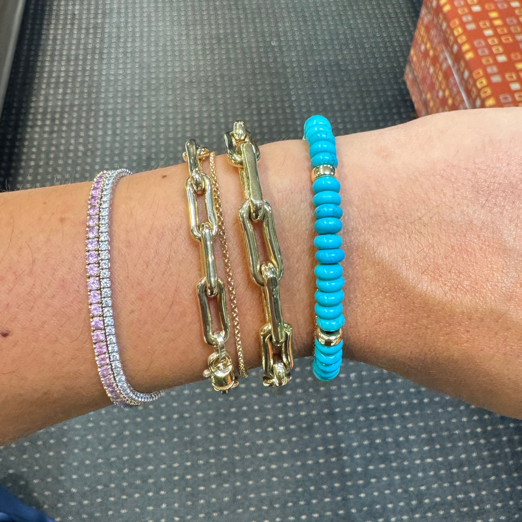 Turquoise & Gold Rondelle Bracelet