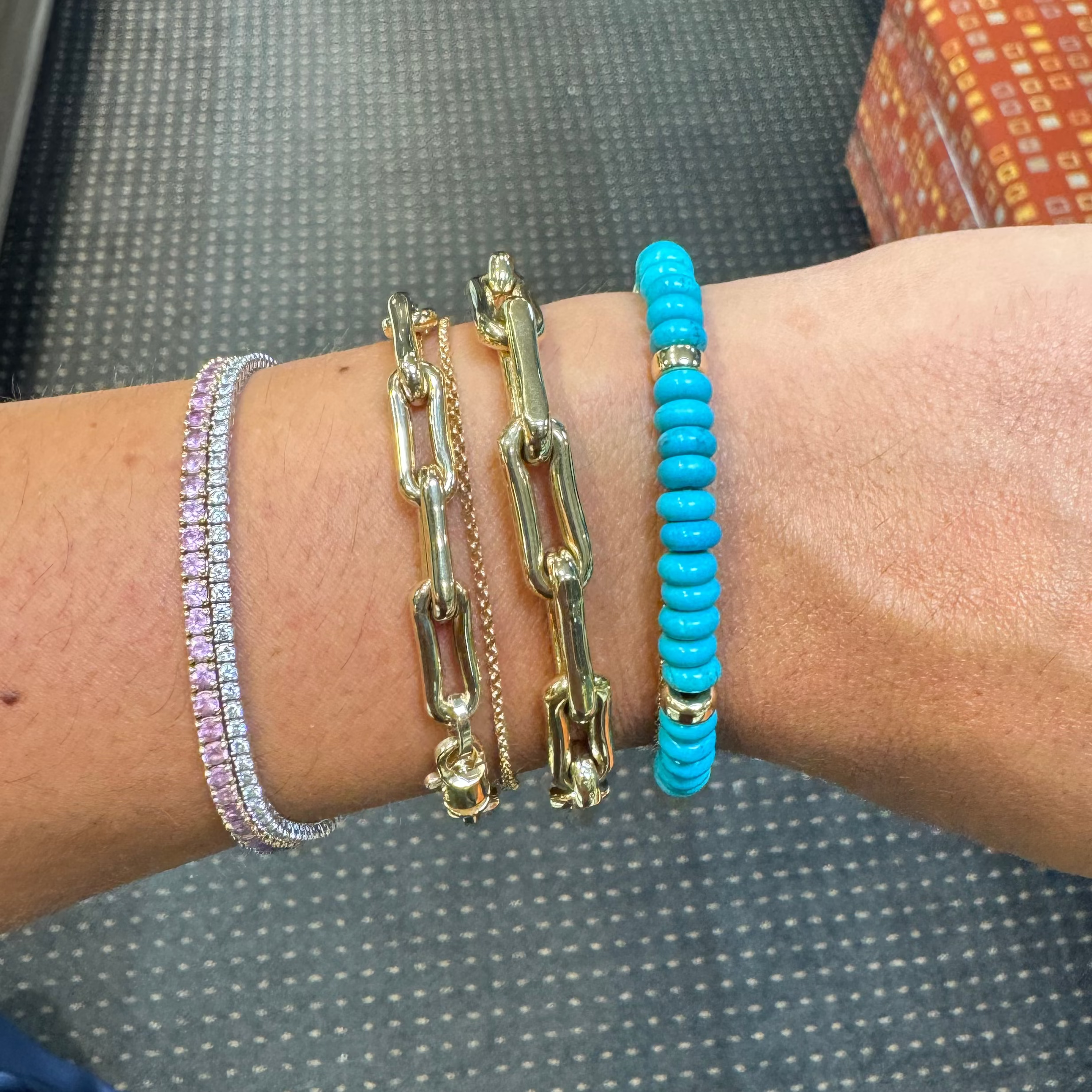 Turquoise & Gold Rondelle Bracelet