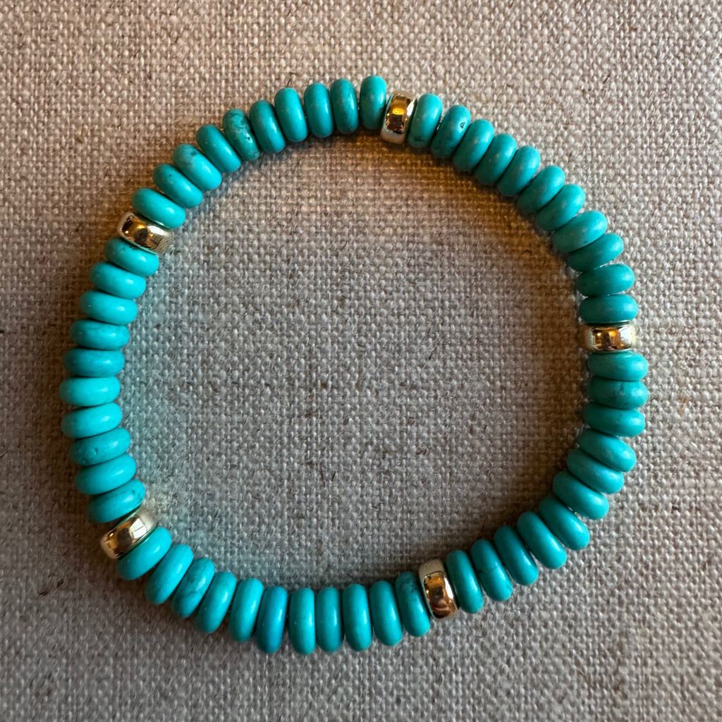 Turquoise & Gold Rondelle Bracelet