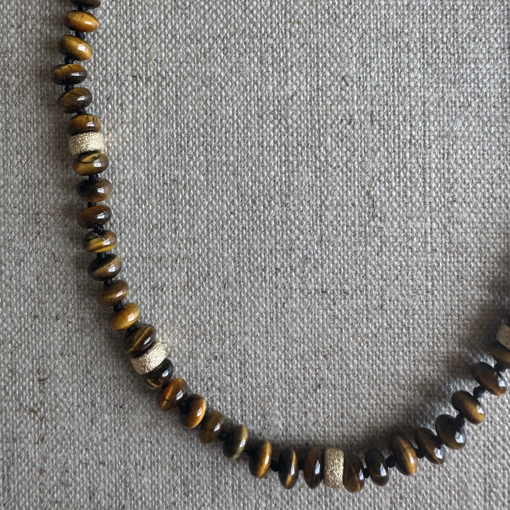 Tiger's Eye & Gold Bead Necklace
