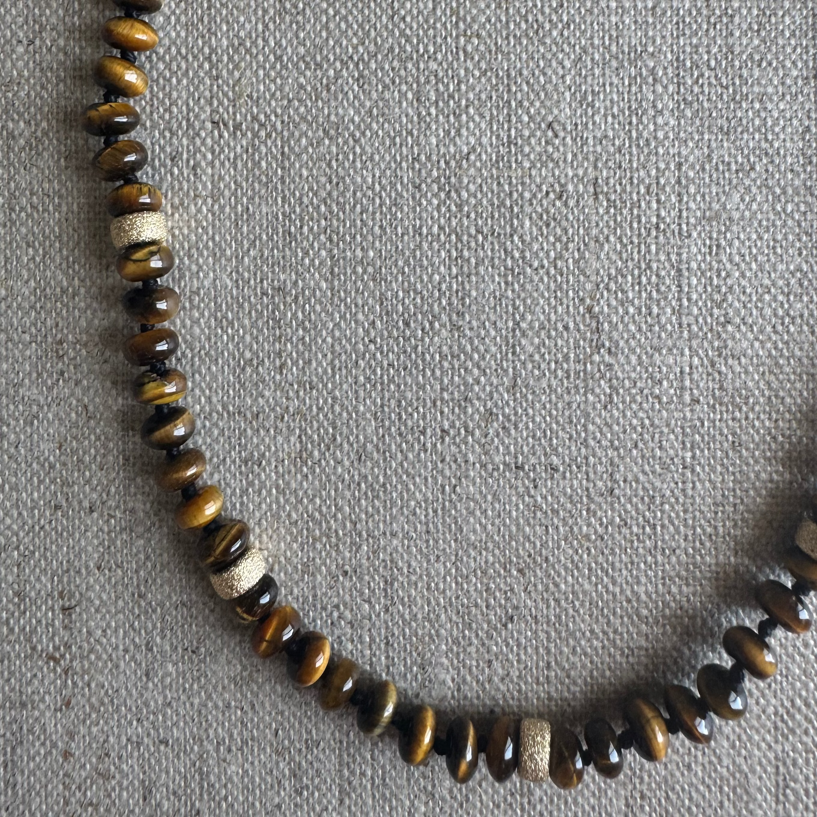 Tiger's Eye & Gold Bead Necklace