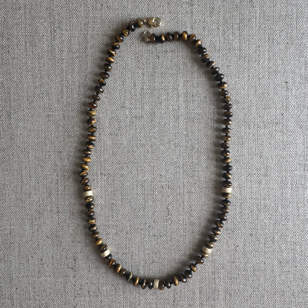 Tiger's Eye & Gold Bead Necklace