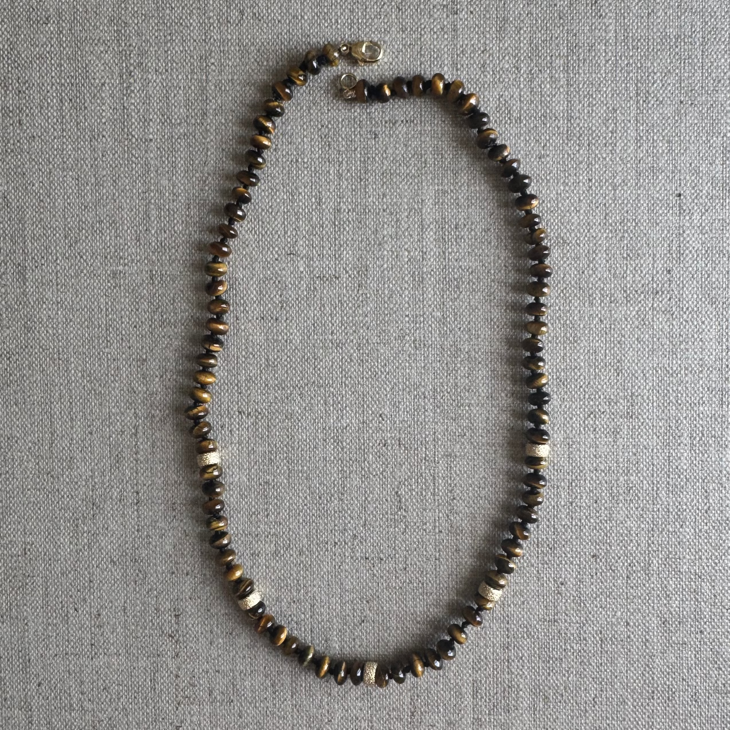 Tiger's Eye & Gold Bead Necklace