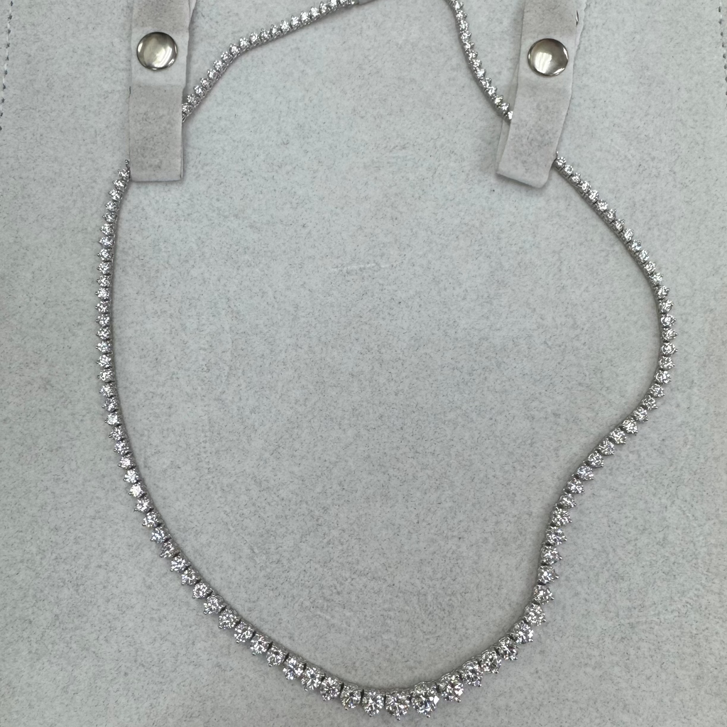 Graduated 3 Prong Lab Diamond Tennis Necklace