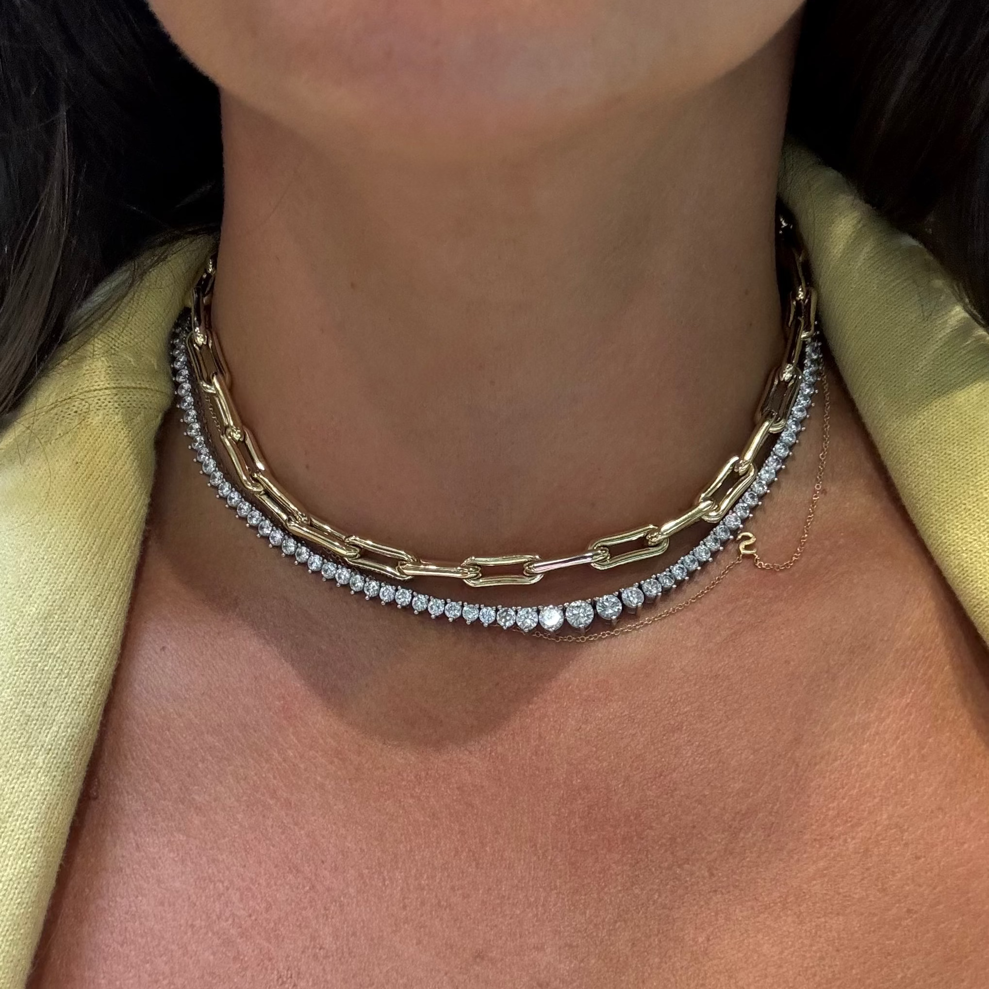 Graduated 3 Prong Lab Diamond Tennis Necklace