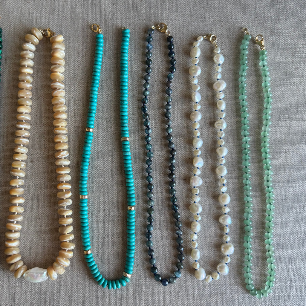 Turquoise & Gold Rondelle Necklace