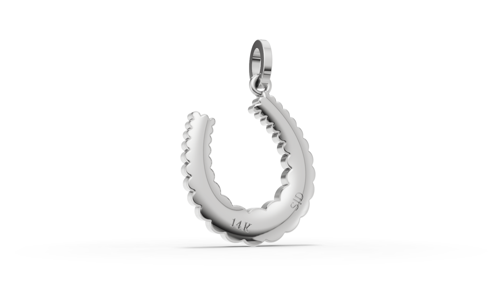 Silver Jumbo Domed Petal Horseshoe Charm