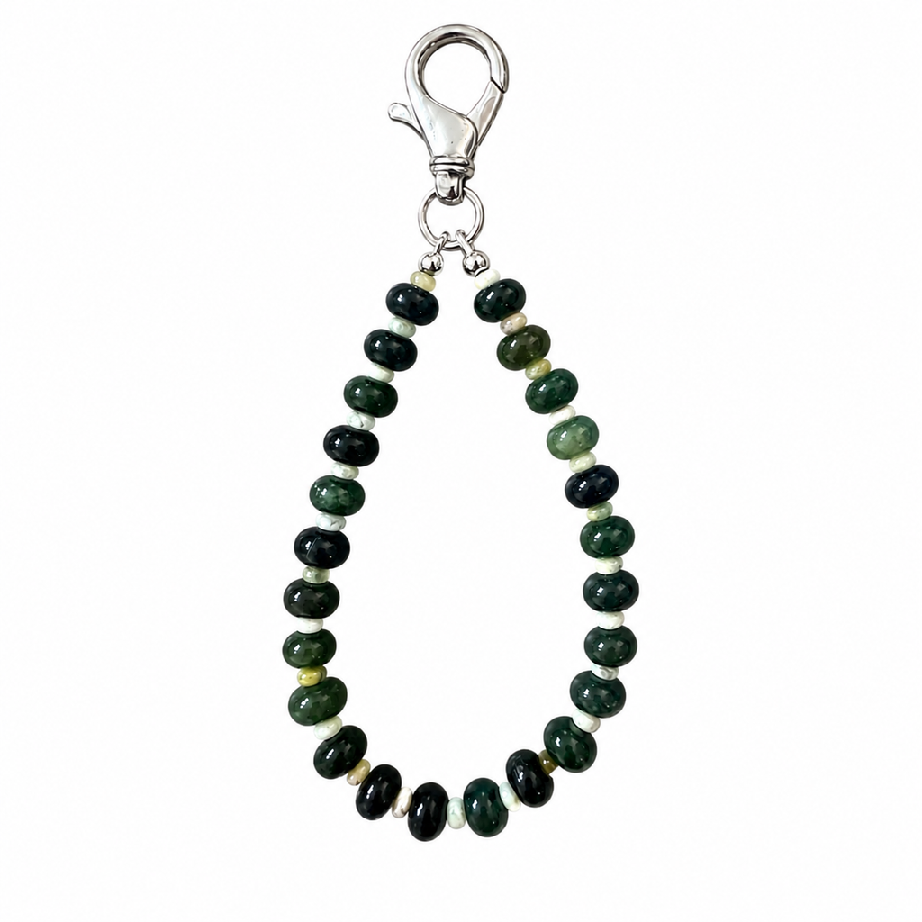 Moss Agate & Yellow Jade Keychain