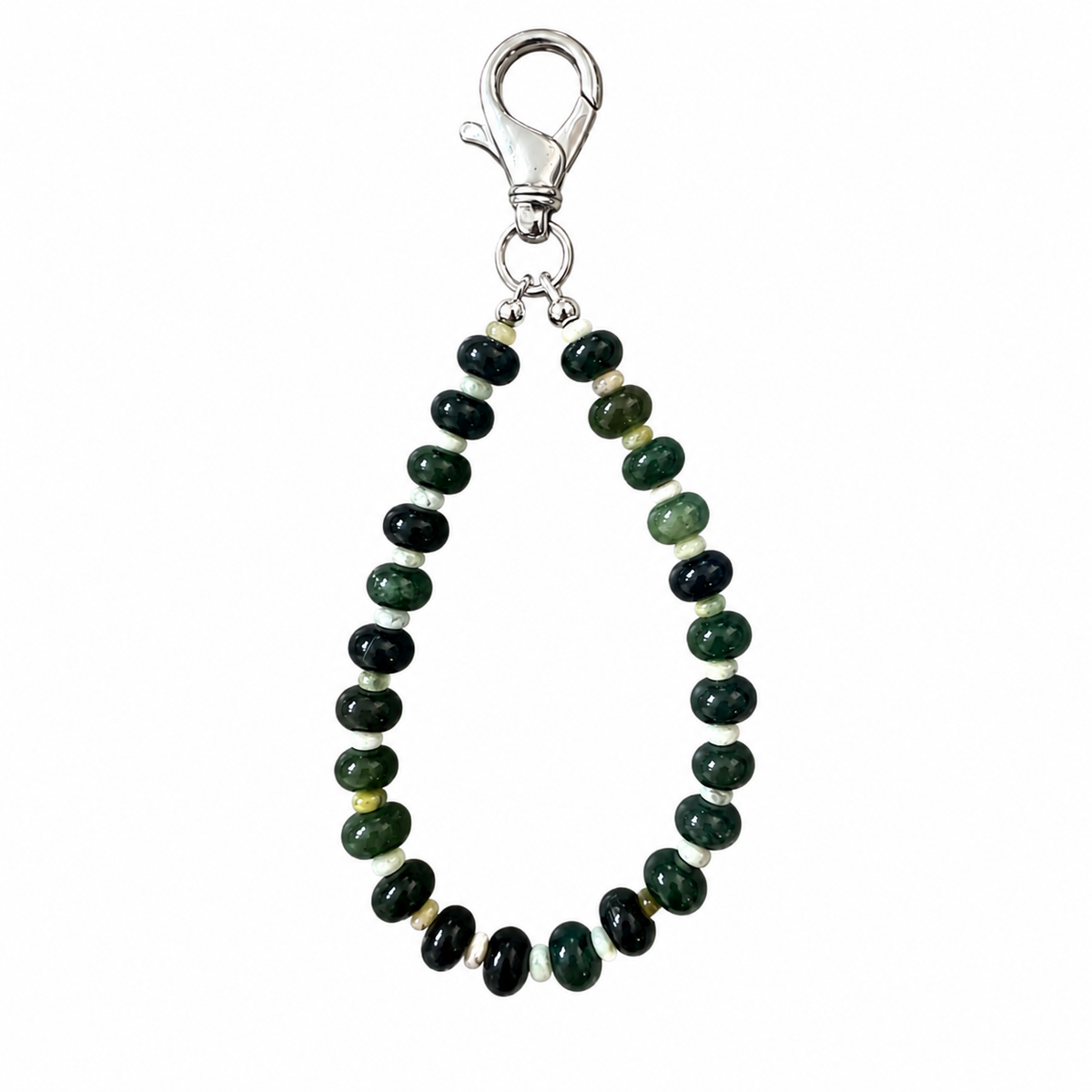 Moss Agate & Yellow Jade Keychain
