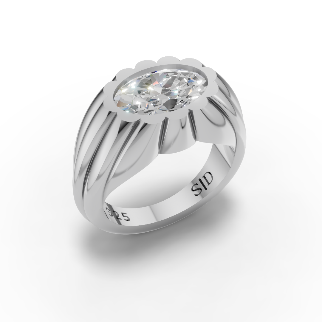 Silver Oval Petal Ring