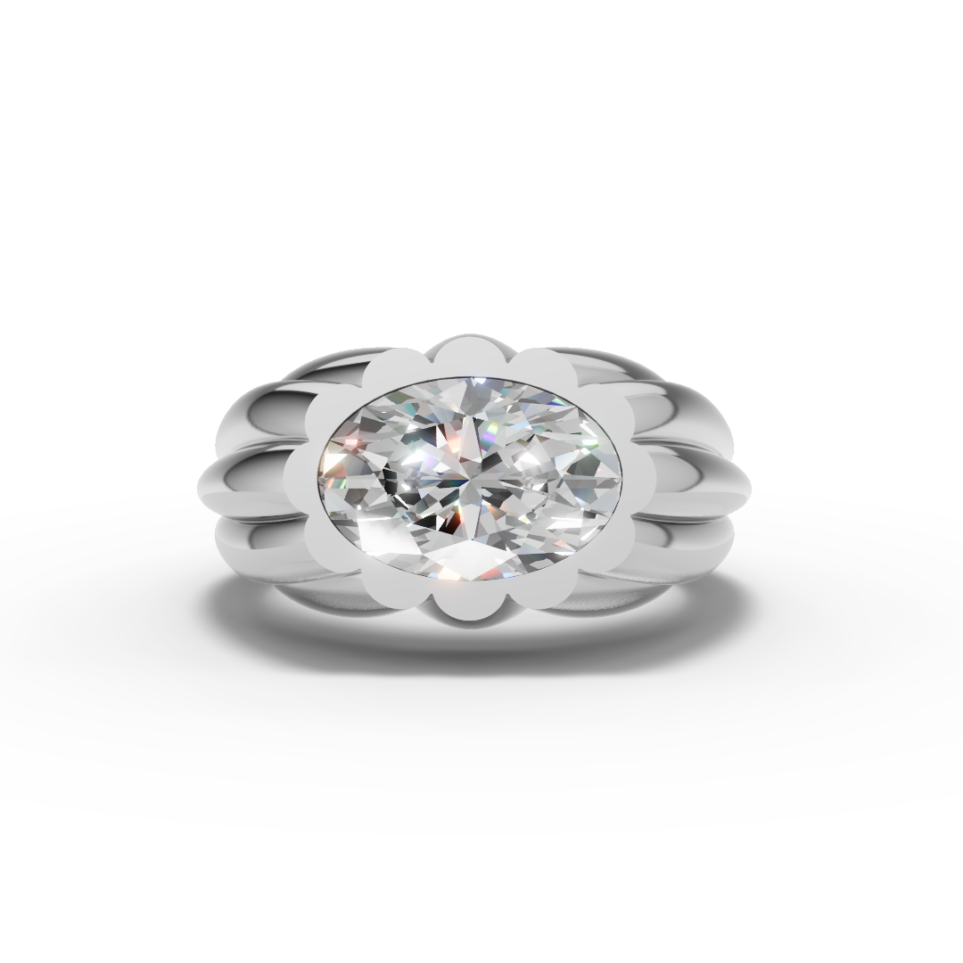 Silver Oval Petal Ring