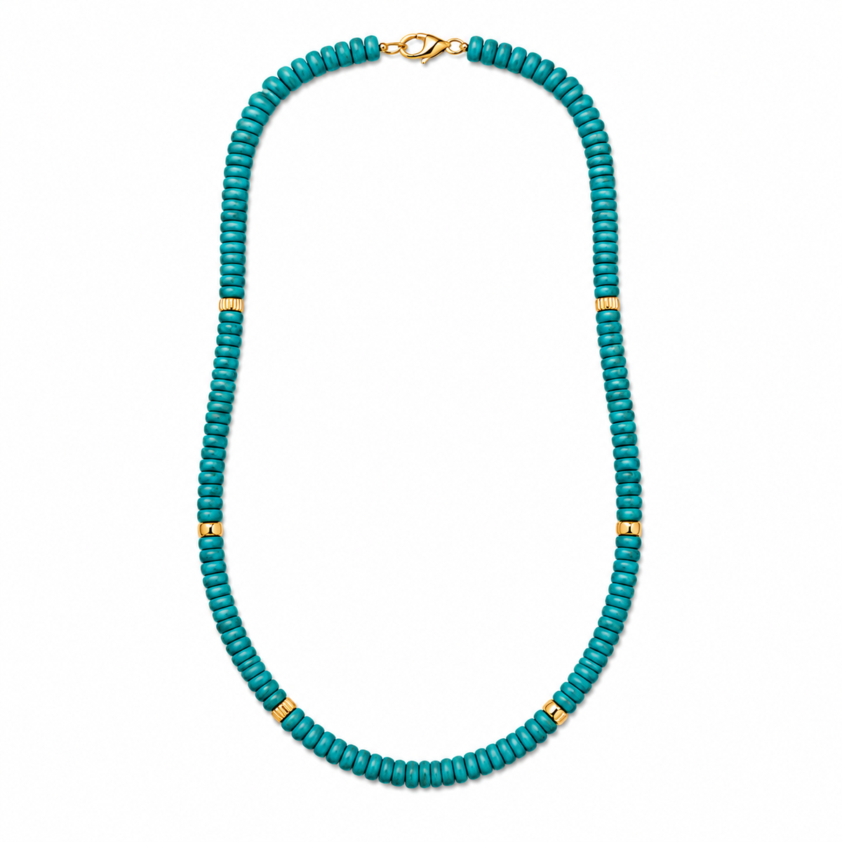 Turquoise & Gold Rondelle Necklace