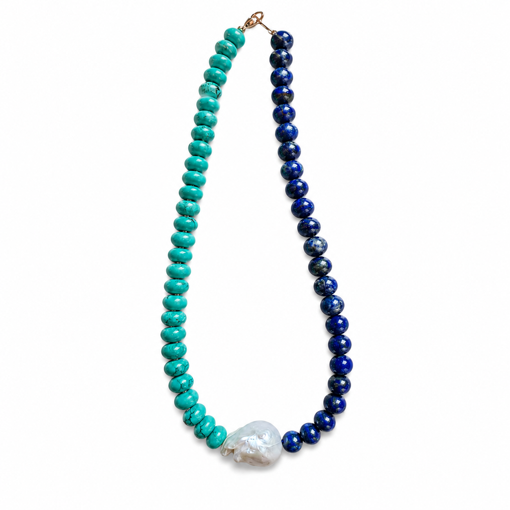 Baroque Collar in Turquoise & Lapis