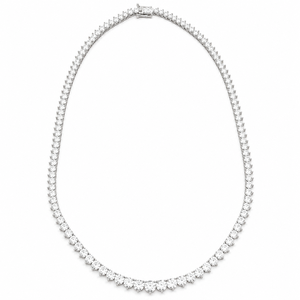 Graduated 3 Prong Lab Diamond Tennis Necklace