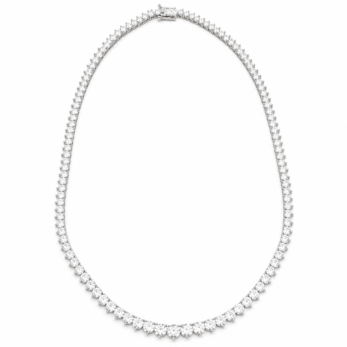 Graduated 3 Prong Lab Diamond Tennis Necklace