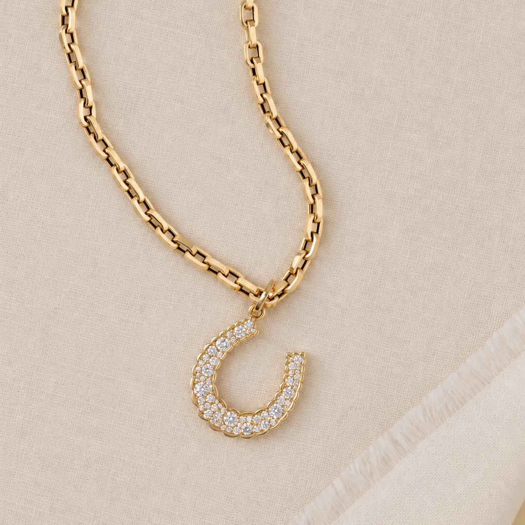 Jumbo Domed Petal Horseshoe Charm