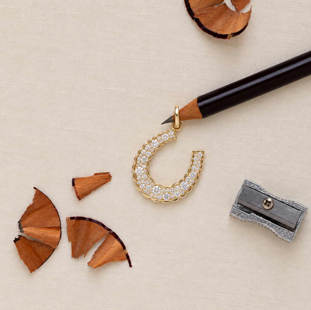 Jumbo Domed Petal Horseshoe Charm