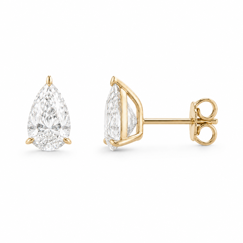 Lab Grown Pear Diamond Stud Earrings