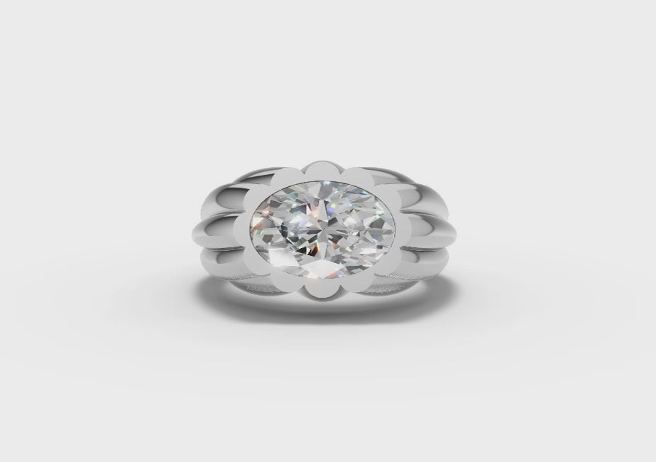 Silver Oval Petal Ring