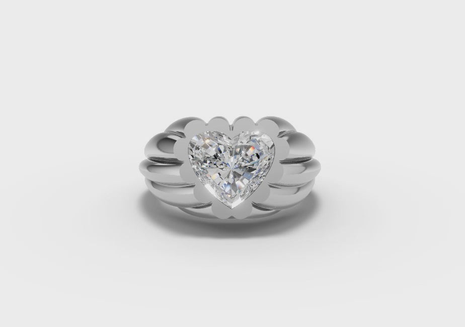 Silver Heart Petal Ring
