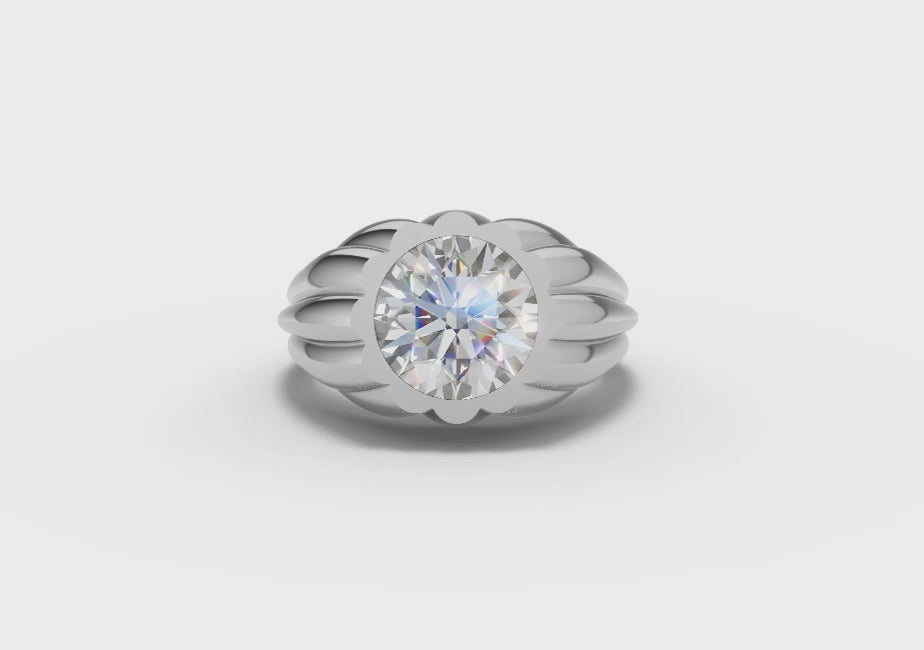 Custom Silver Petal Ring