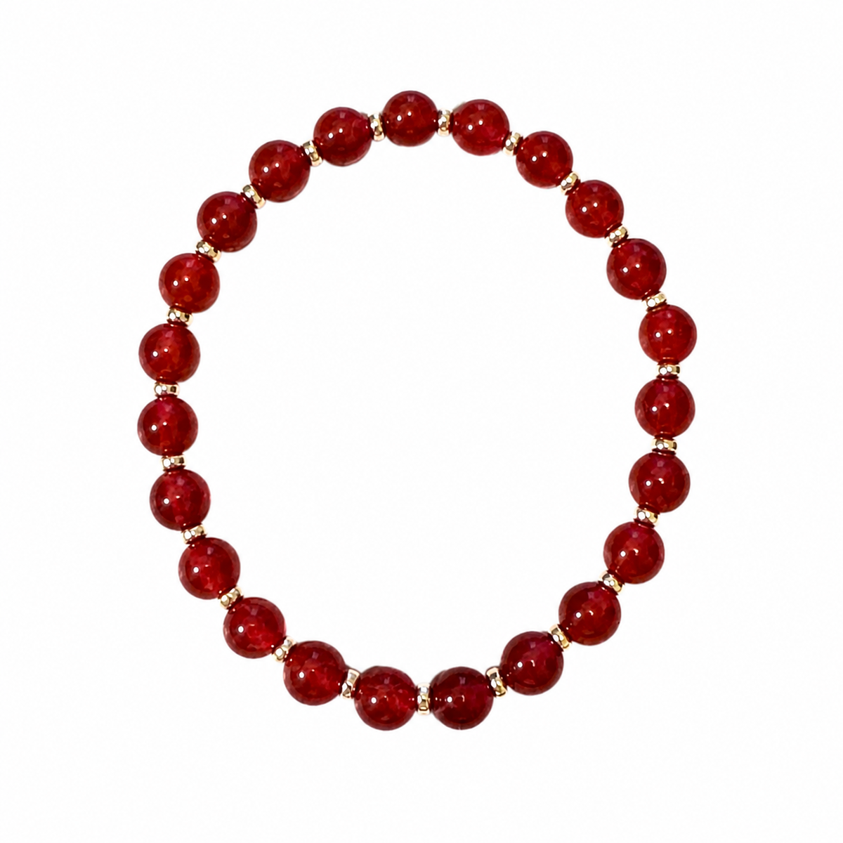 Red Agate & Gold Beaded Bracelet