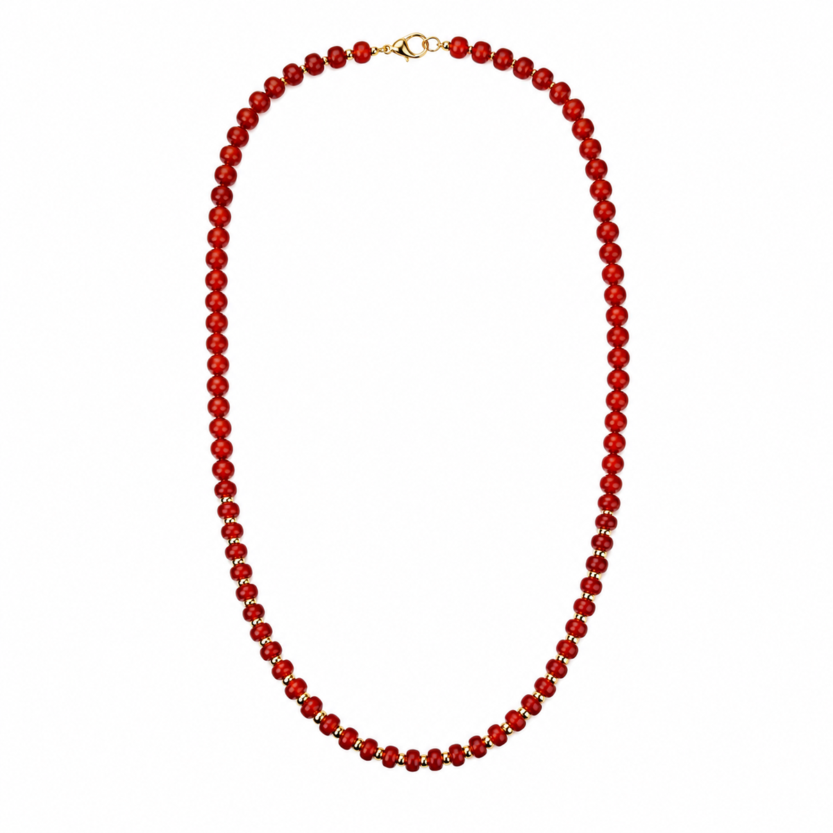 Red Agate & Gold Beaded Necklace
