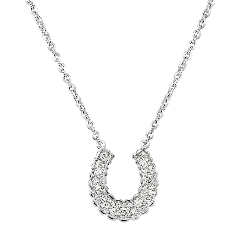 Silver Domed Petal Horseshoe Pendant