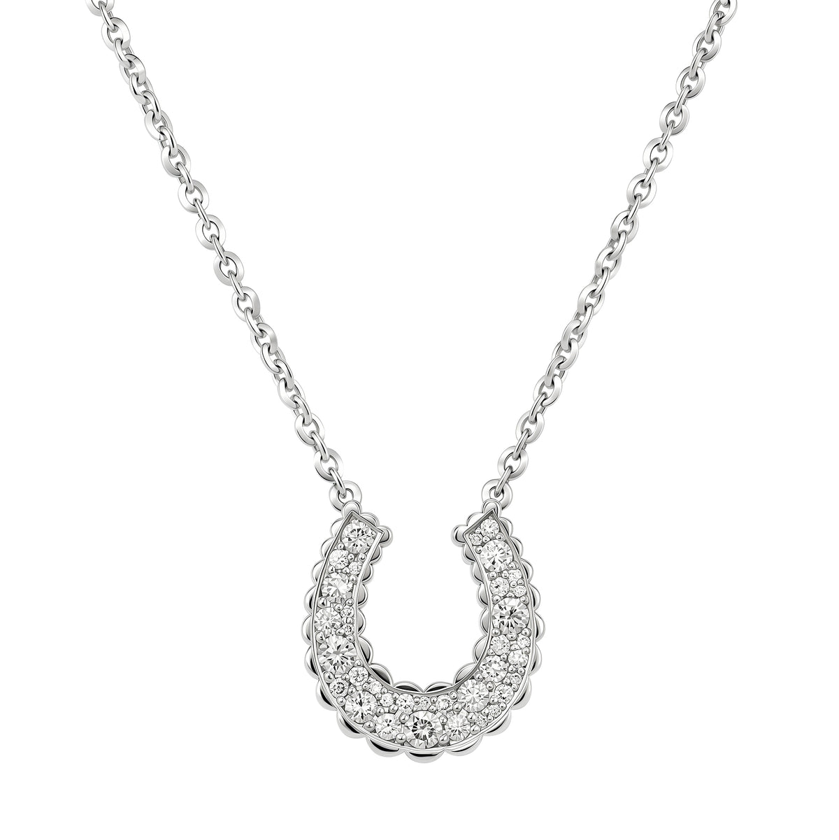 Silver Domed Petal Horseshoe Pendant