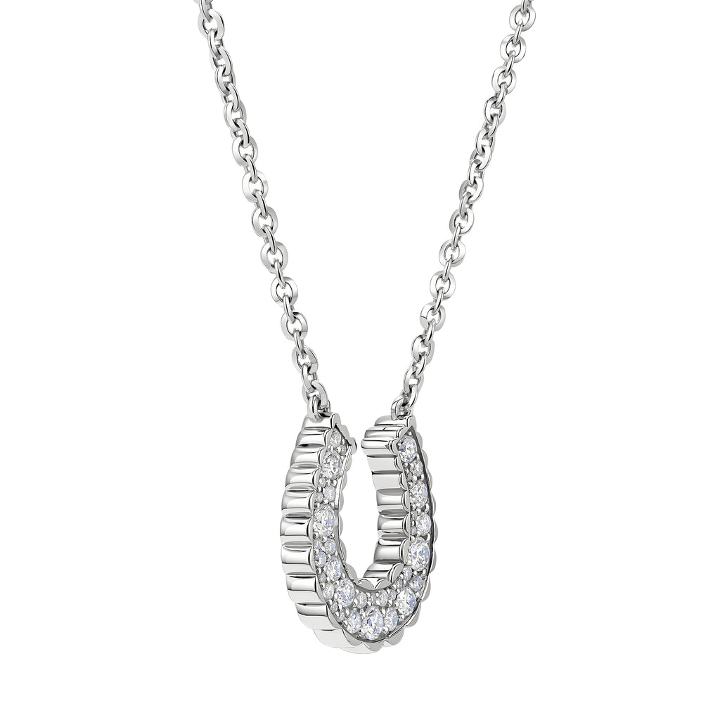 Silver Domed Petal Horseshoe Pendant